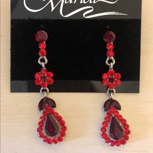 Red Ruby Gemstone Dangle Earrings